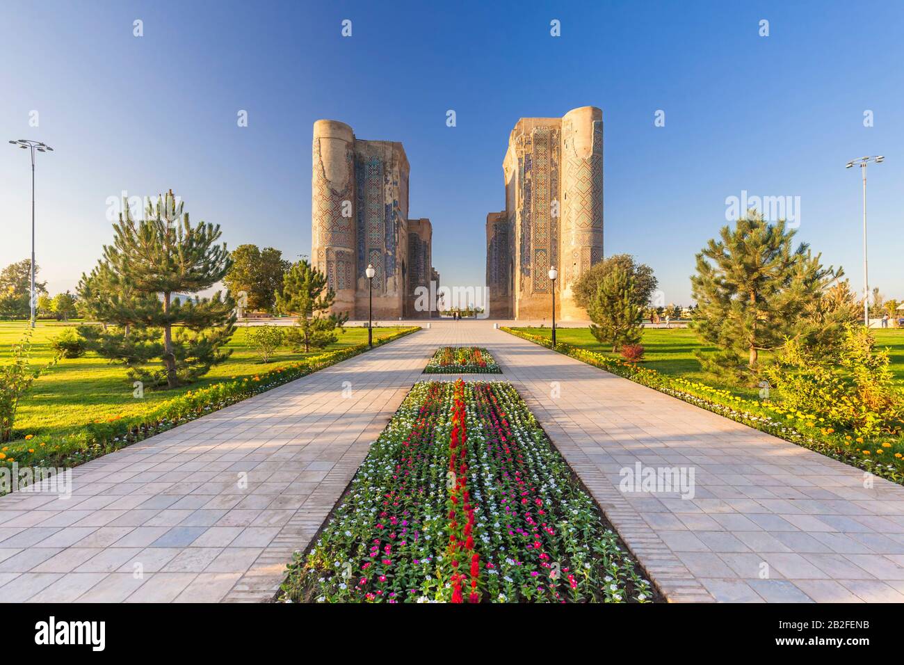 AK Saray Palace, al mattino, Shahrisabz, o Shakhrisabz, Qashqadaryo Regione, Uzbekistan, Asia Centrale, Asia Foto Stock
