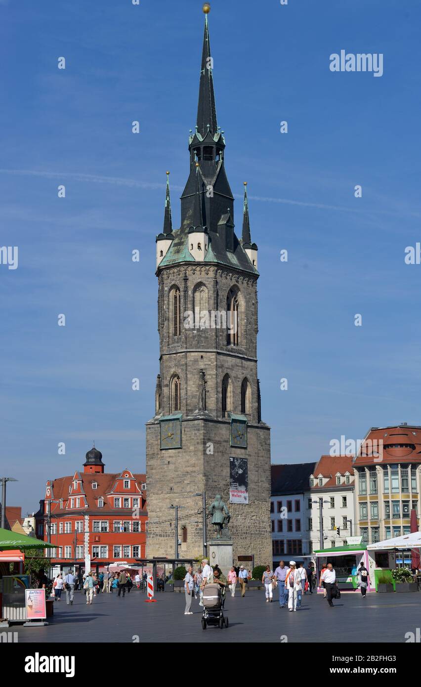 Roter Turm, Marktplatz Halle an der Saale, Sachsen-Anhalt, Deutschland Foto Stock