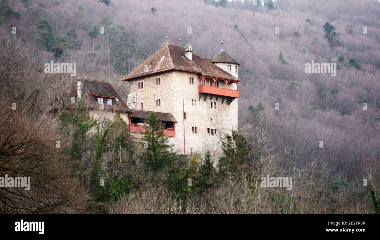 Castello nella Svizzera occidentale Foto Stock