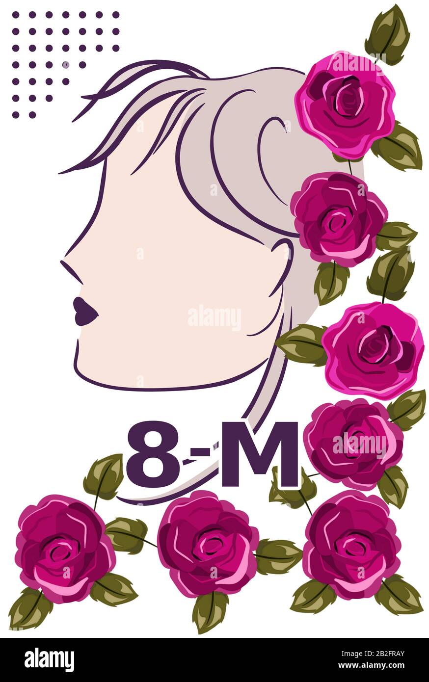 Silhouette di un volto in concetto di giornata della donna 8 marzo, contro la violenza di genere e gli abusi. Foto Stock