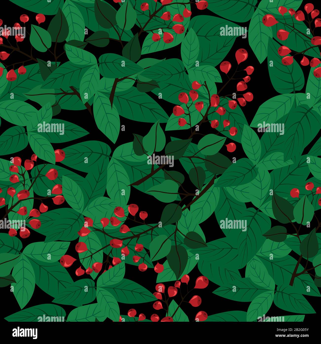 Motivo lingonberry. Foresta. Design per tessuto, biglietto d'auguri, invito, volantino. Illustrazione Vettoriale