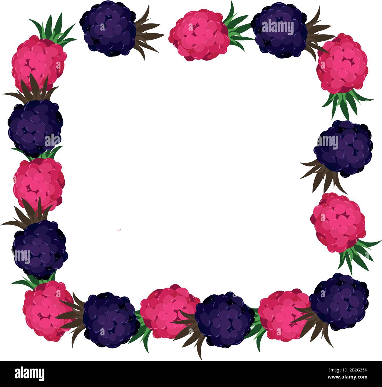 Vettore quadro di frutti di bosco. Design estivo per inviti, biglietti, volantini, etichette, compleanno, vacanze. Illustrazione Vettoriale