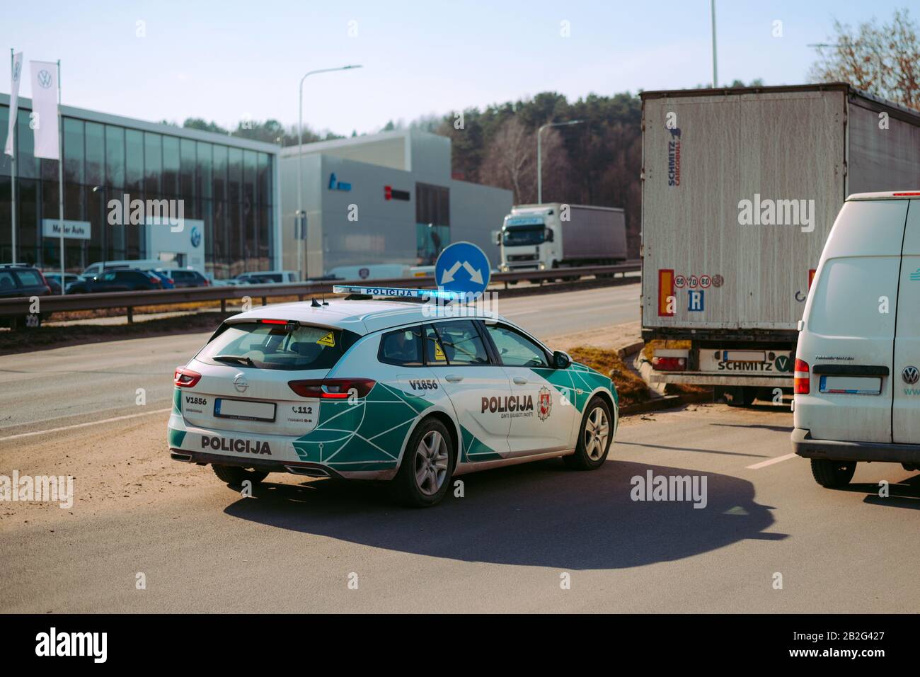 Polizia lituana Opel Insignia auto Foto Stock