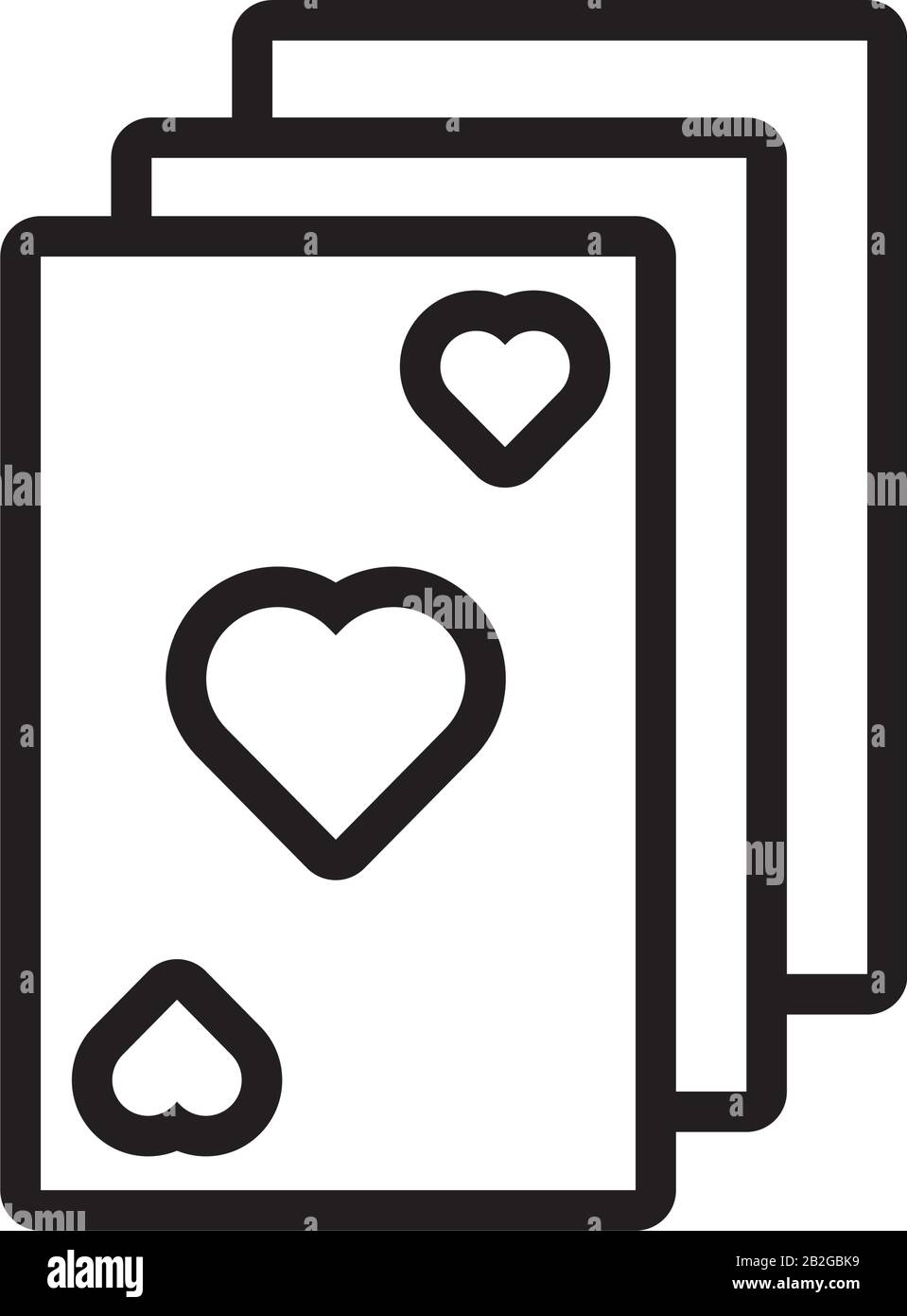 carte da poker con linea di cuore asso stile Illustrazione Vettoriale