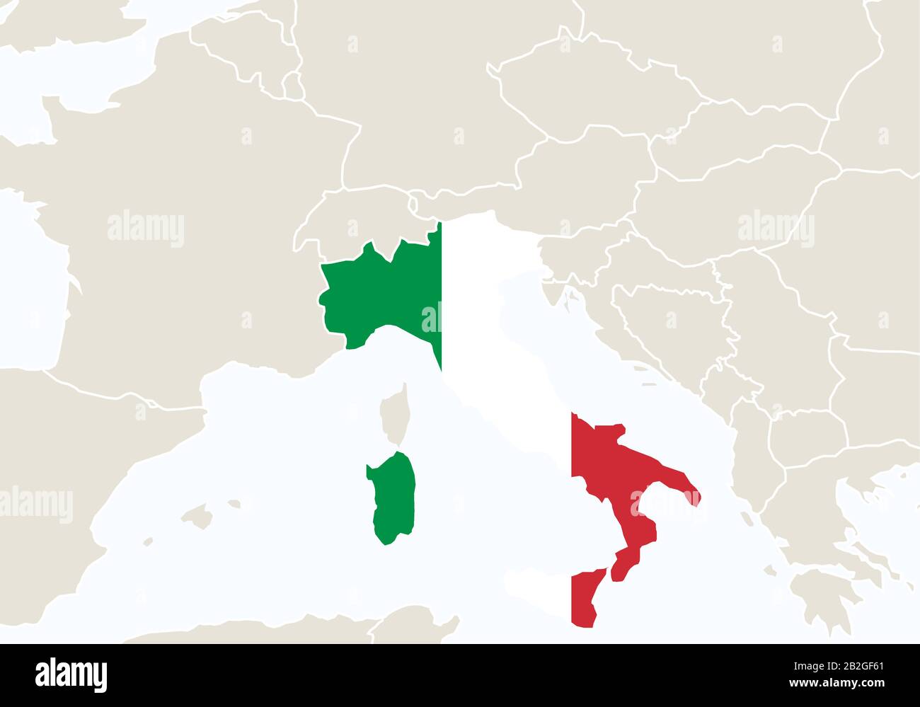 Europa Con Mappa Italia Evidenziata Illustrazione Vettoriale Immagine E Vettoriale Alamy Cartina Europa In Italiano