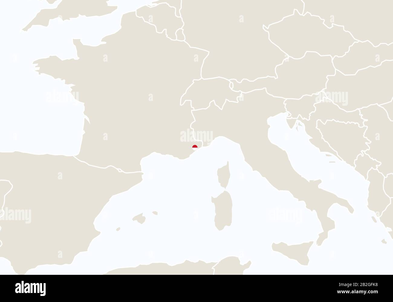 Europa con mappa Monaco evidenziata. Illustrazione Vettoriale. Illustrazione Vettoriale