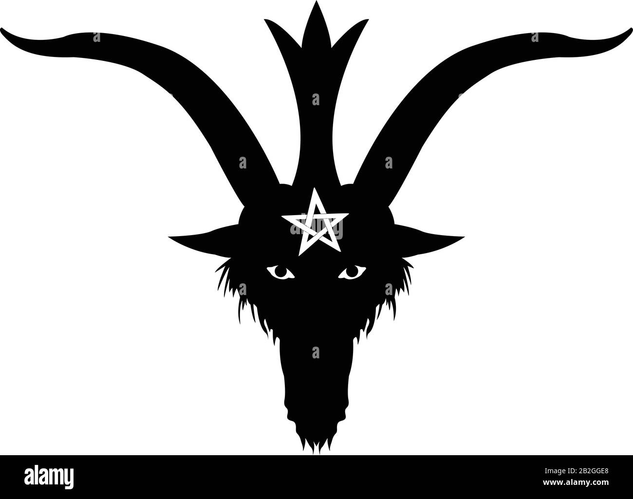 Illustrazione vettoriale della silhouette del viso del diavolo del batthomet con pentagramma bianco Illustrazione Vettoriale