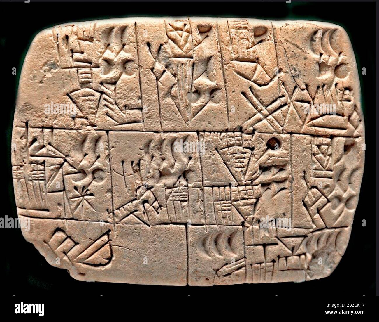 6598. Argilla con prima sculeform script, c. 3000 A.C. Uruk, Mesopotamia. Foto Stock