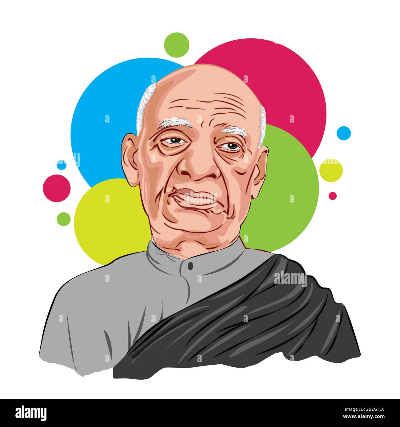 Sardar Patel, Vallabhbhai Patel, Il Primo Vice Primo Ministro Indiano (31 Ottobre 1875 – 15 Dicembre 1950), Illustrazione Vettoriale