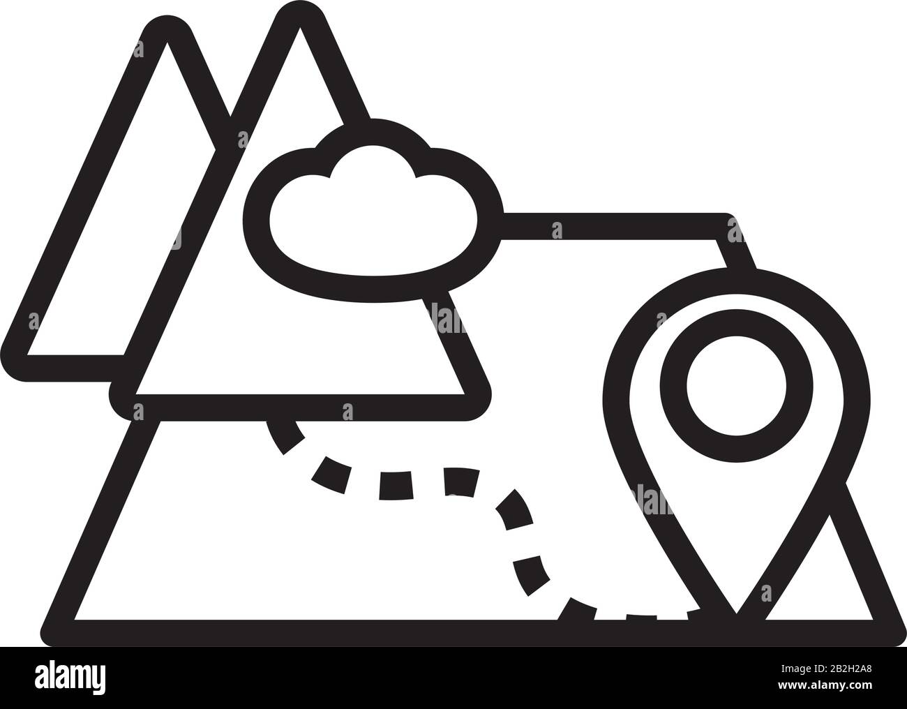 guida cartografica con icona di stile della linea di montagna e del perno Illustrazione Vettoriale