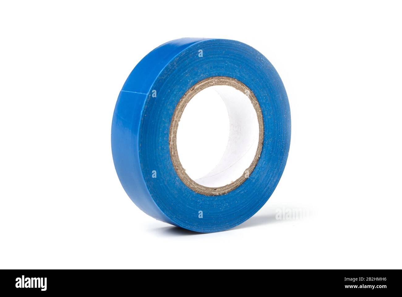 Bobina di nastro elettrico blu isolata su bianco Foto Stock