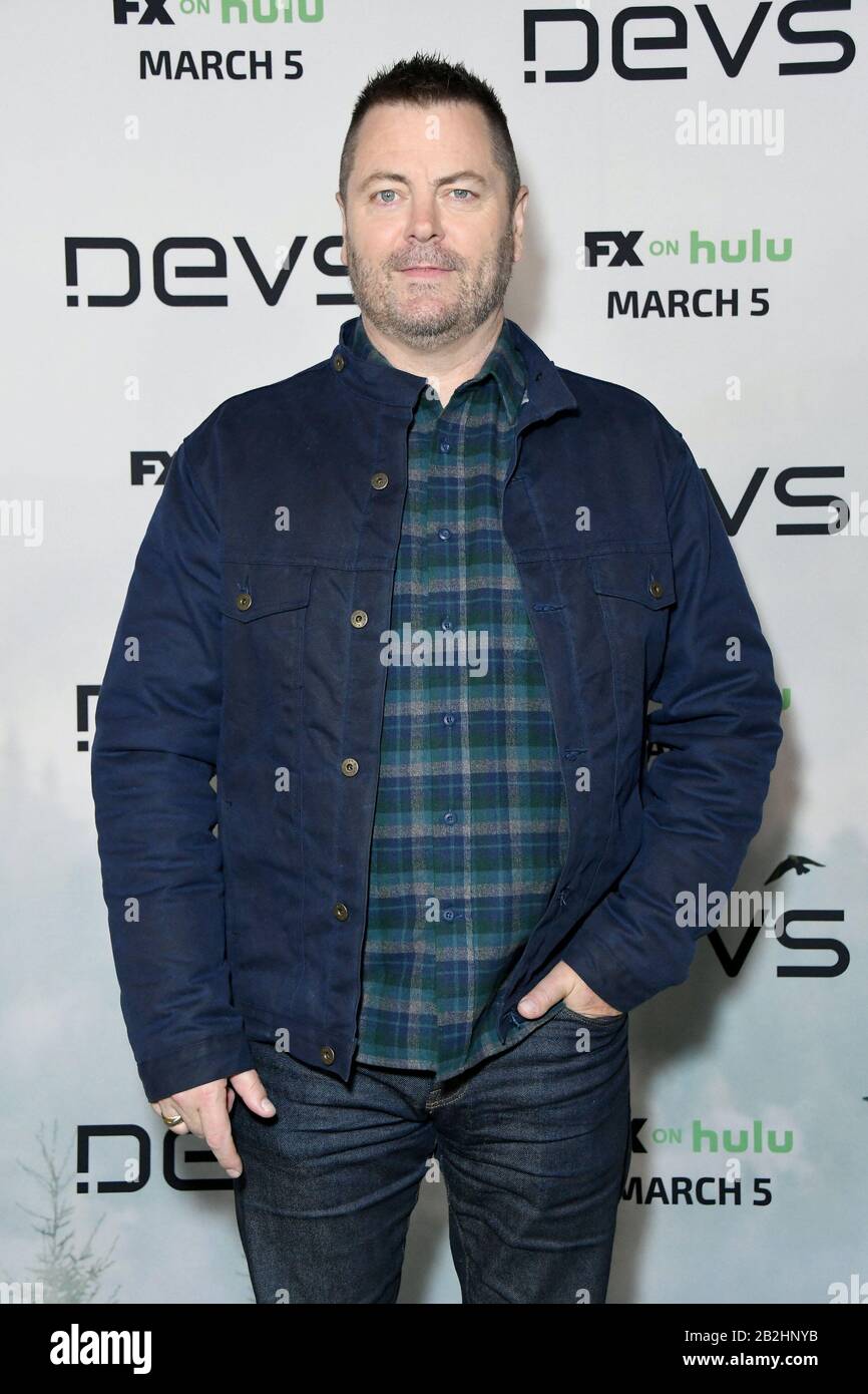02 Marzo 2020 - Hollywood, California - Nick Offerman. FX's 'deve' Los Angeles Premiere tenuto presso Arclight Hollywood . Photo Credit: Birdie Thompson/AdMedia/MediaPunch Foto Stock