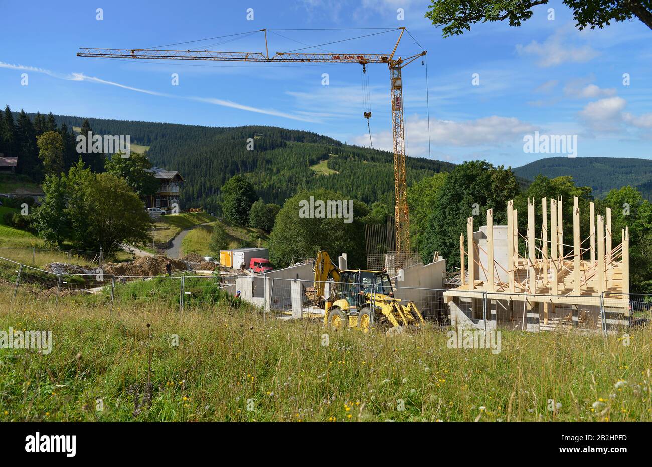 Baustelle, Neubau, Spindlersmuehle, Tschechien Foto Stock