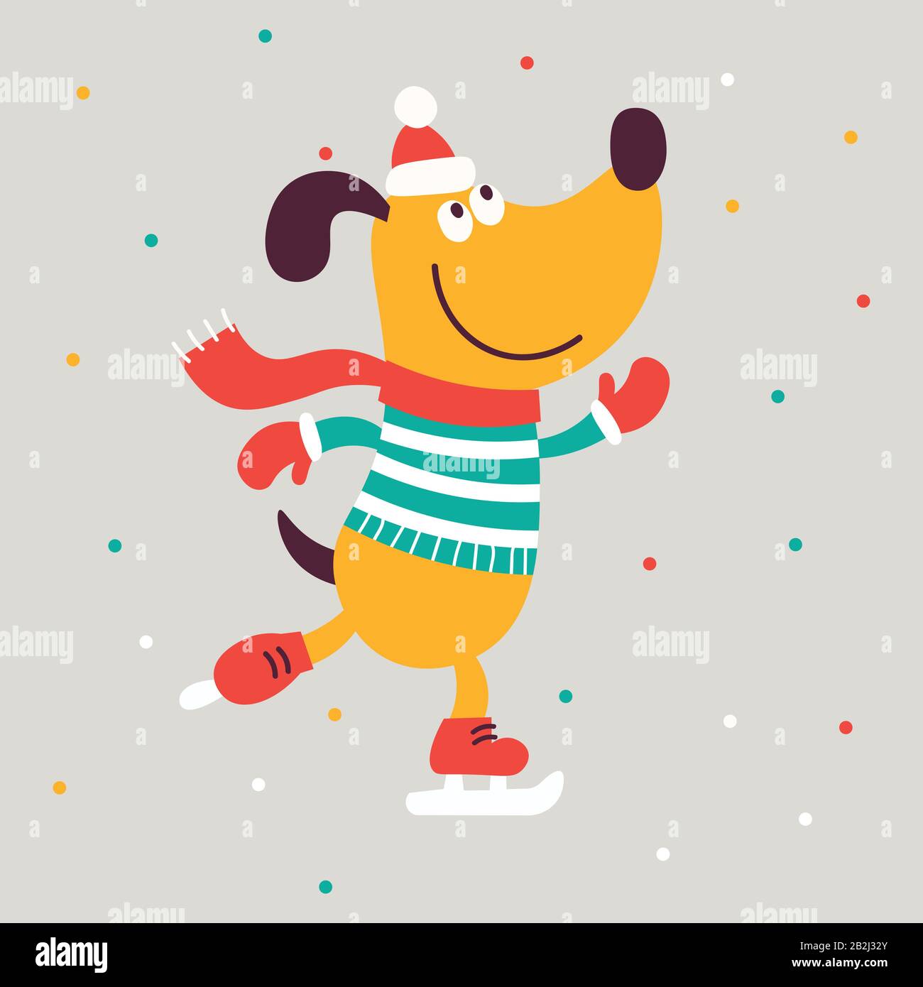 Bambini cartone animato illustrazione cane isolato su sfondo grigio Illustrazione Vettoriale