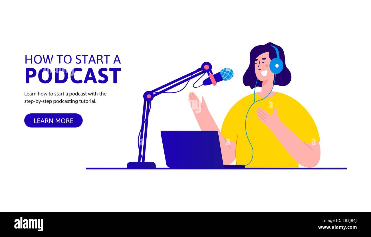 Come iniziare la progettazione della landing page del podcast Illustrazione Vettoriale