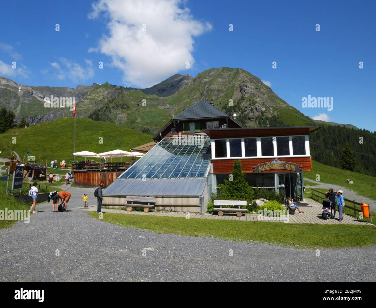Allmendhubel, Murren, Oberland Bernese, Svizzera. Foto Stock