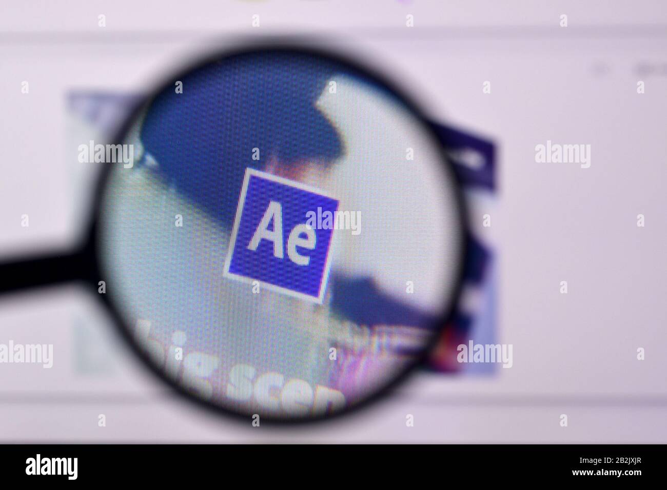 NY, USA - 29 FEBBRAIO 2020: Pagina web di adobe After Effects prodotto sul sito ufficiale sul display del PC Foto Stock