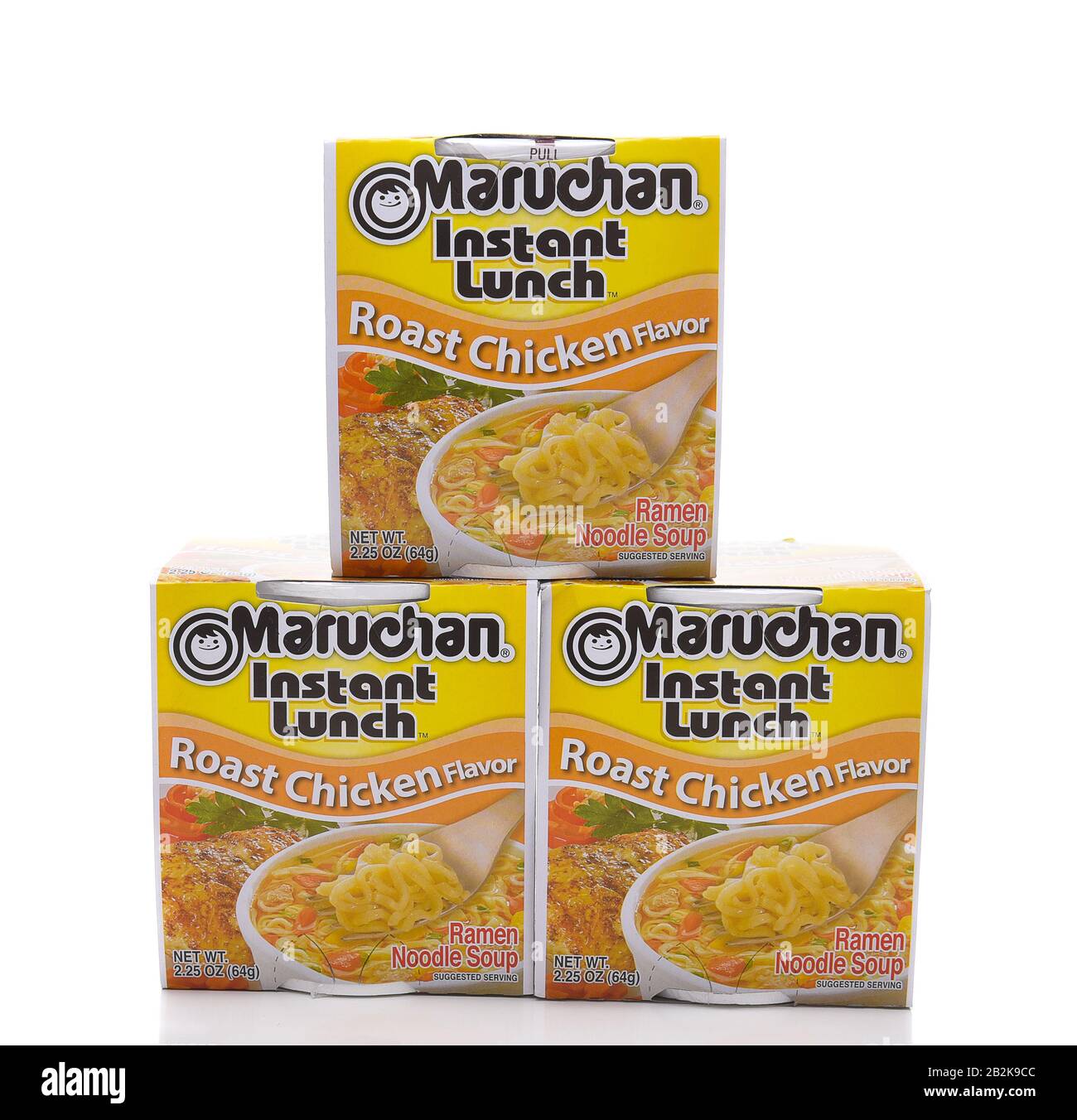 Irvine, CALIFORNIA - 10 MARZO 2018: Maruchan Instant Lunch Roast Chicken Flavour, Maruchan ha iniziato a preparare il popolare pranzo istantaneo nel 1961. Foto Stock