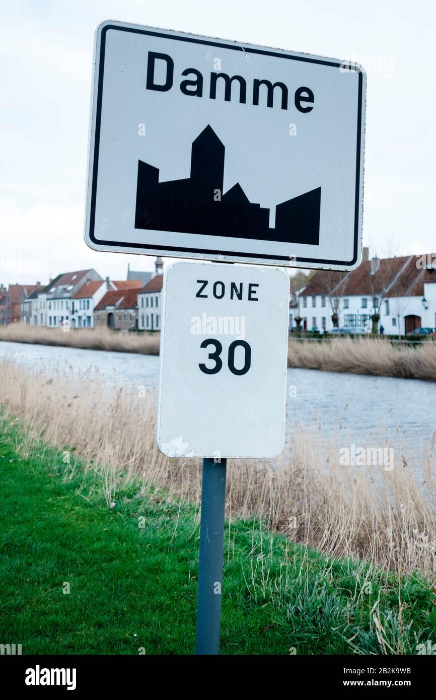 La città di Damme, Belgio Foto Stock