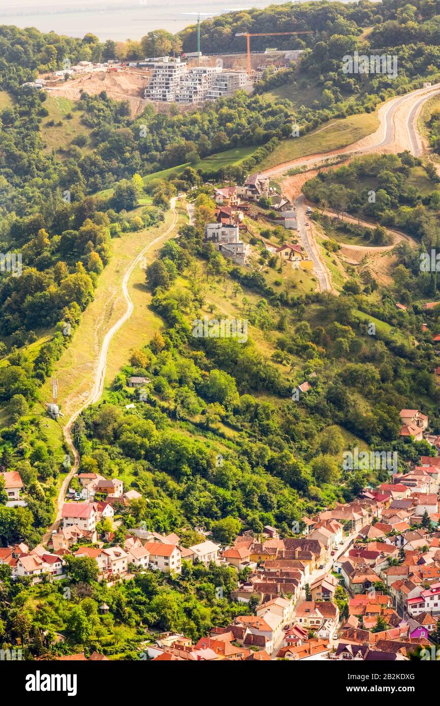 Brasov Romania di espansione della città vista aerea Foto Stock