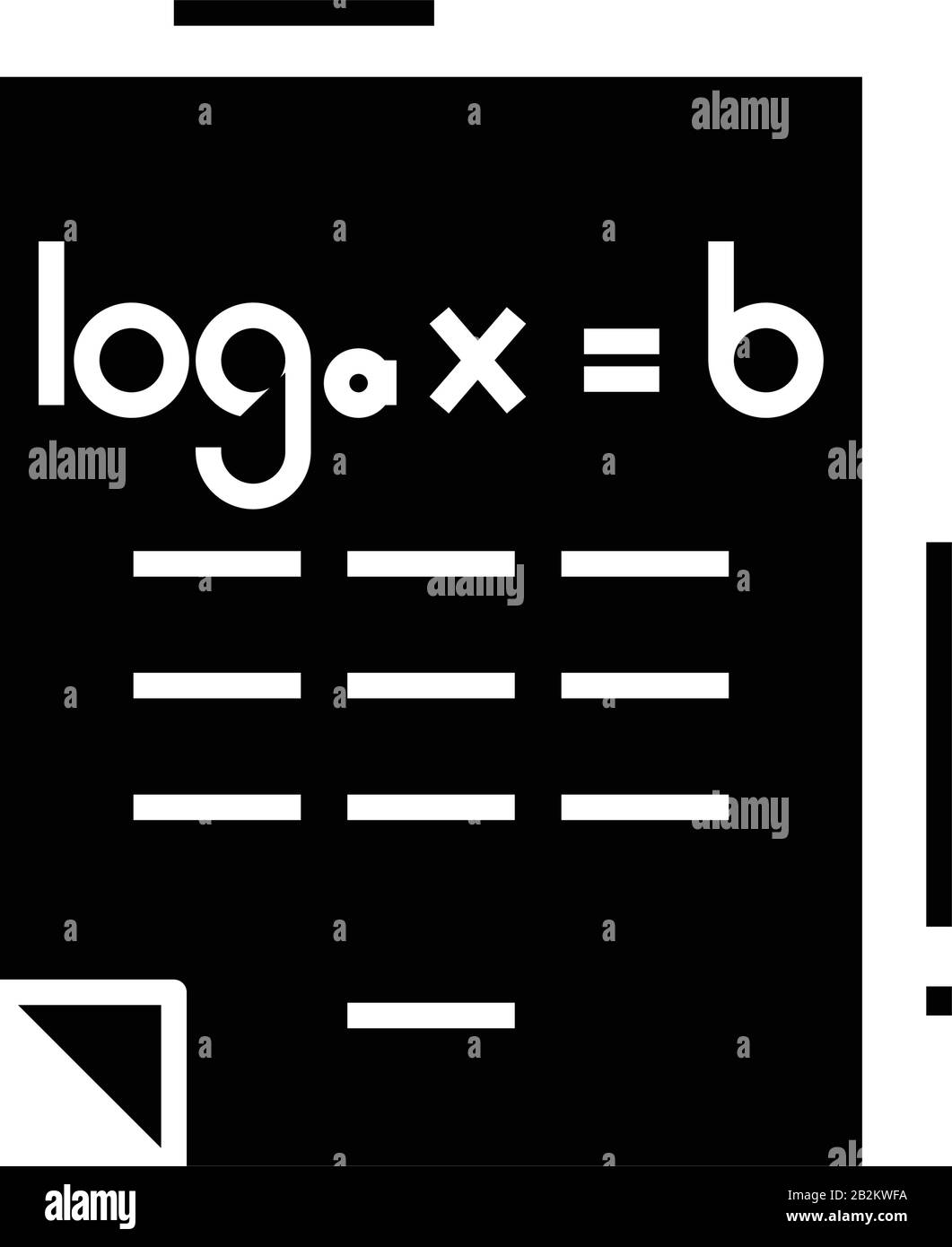 Icona nera del lavoro matematico, illustrazione concettuale, simbolo piatto vettoriale, simbolo glifo. Illustrazione Vettoriale