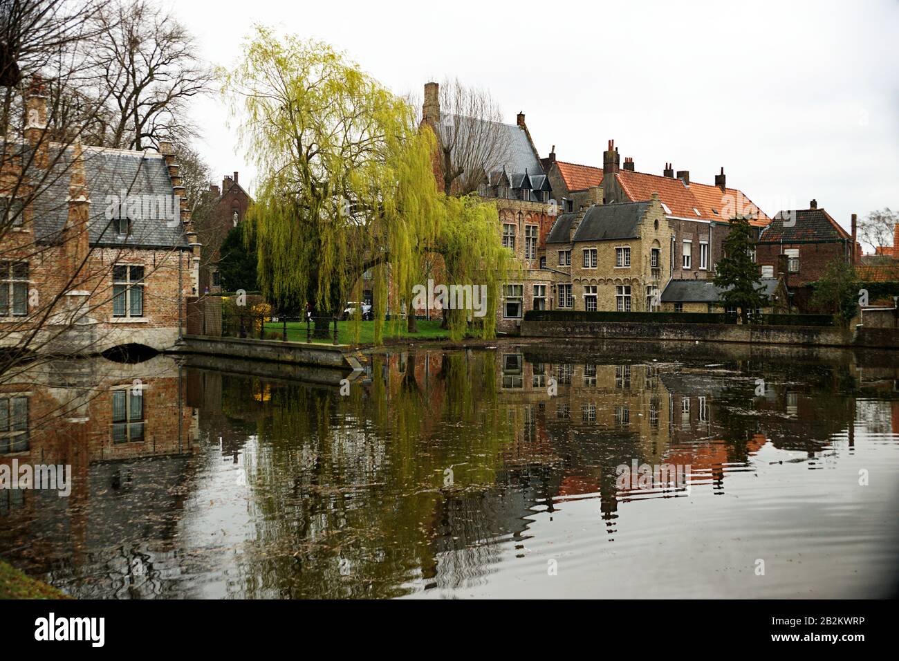 Brugge Belgio Canal Scena Foto Stock