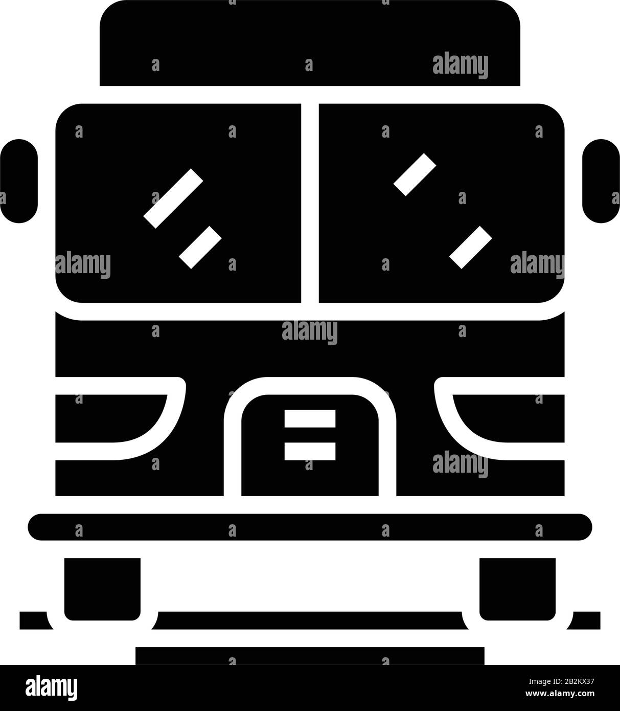 Icona nera del bus passeggeri, illustrazione concettuale, simbolo vettoriale piatto, simbolo glifo. Illustrazione Vettoriale