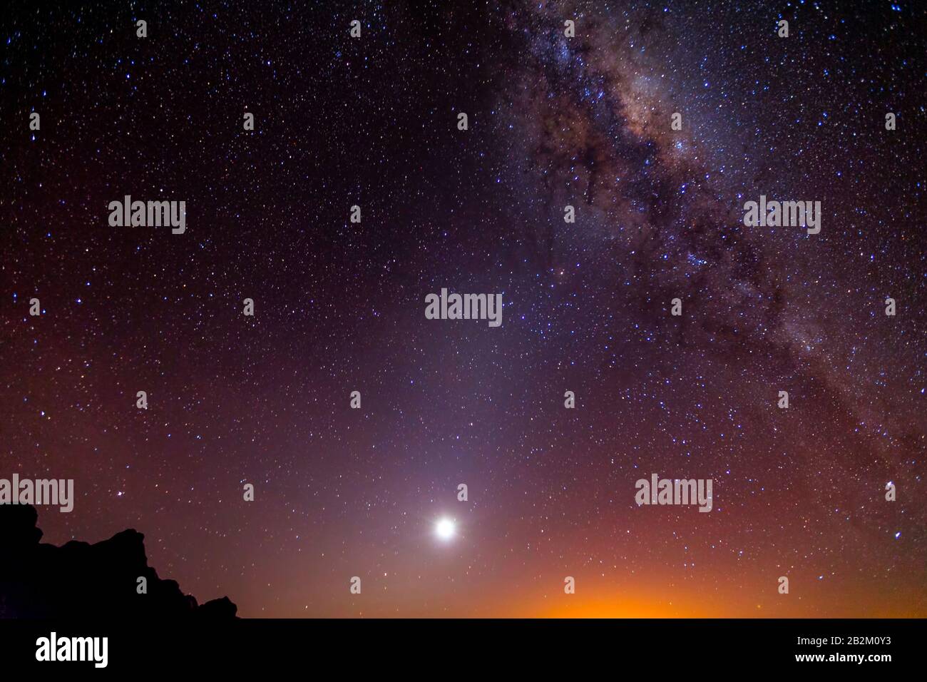 Milky Way Shot Da 5000m Altitud Su Chimborazo Volcanoe In Ecuador Foto Stock