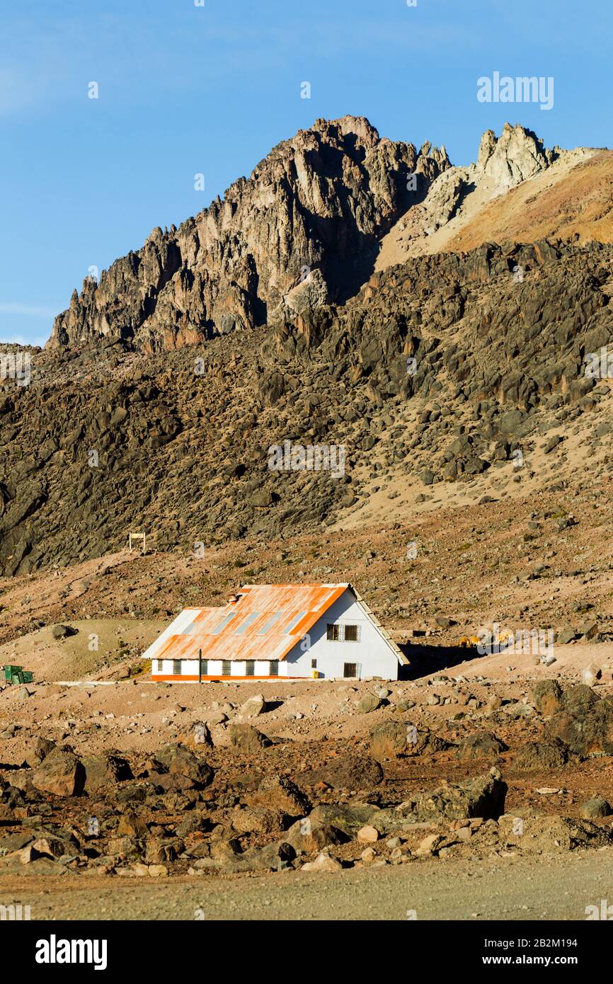 Rifugiato sul Vulcano Chimborazo in Ecuador a 5000m di altitudine Foto Stock