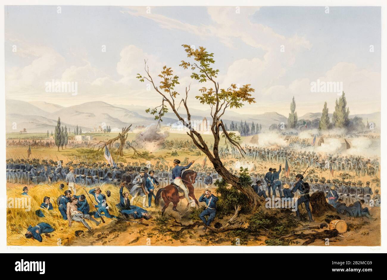 Battaglia di Churubusco, agosto 20th 1847, durante la guerra messicano-americana (1846-1848), stampa di Carl Nebel, Adolphe Bayot, 1851 Foto Stock