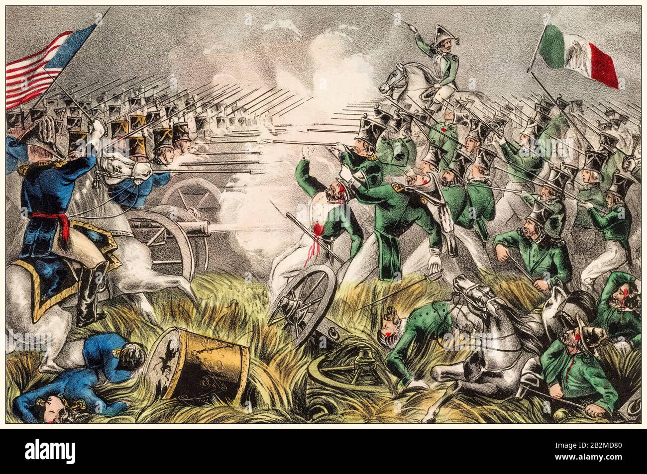 Battaglia di Buena Vista, 22–23rd 1847, (Battaglia di Angostura), Guerra messicano-americana (1846-1848), stampa, 1847 Foto Stock