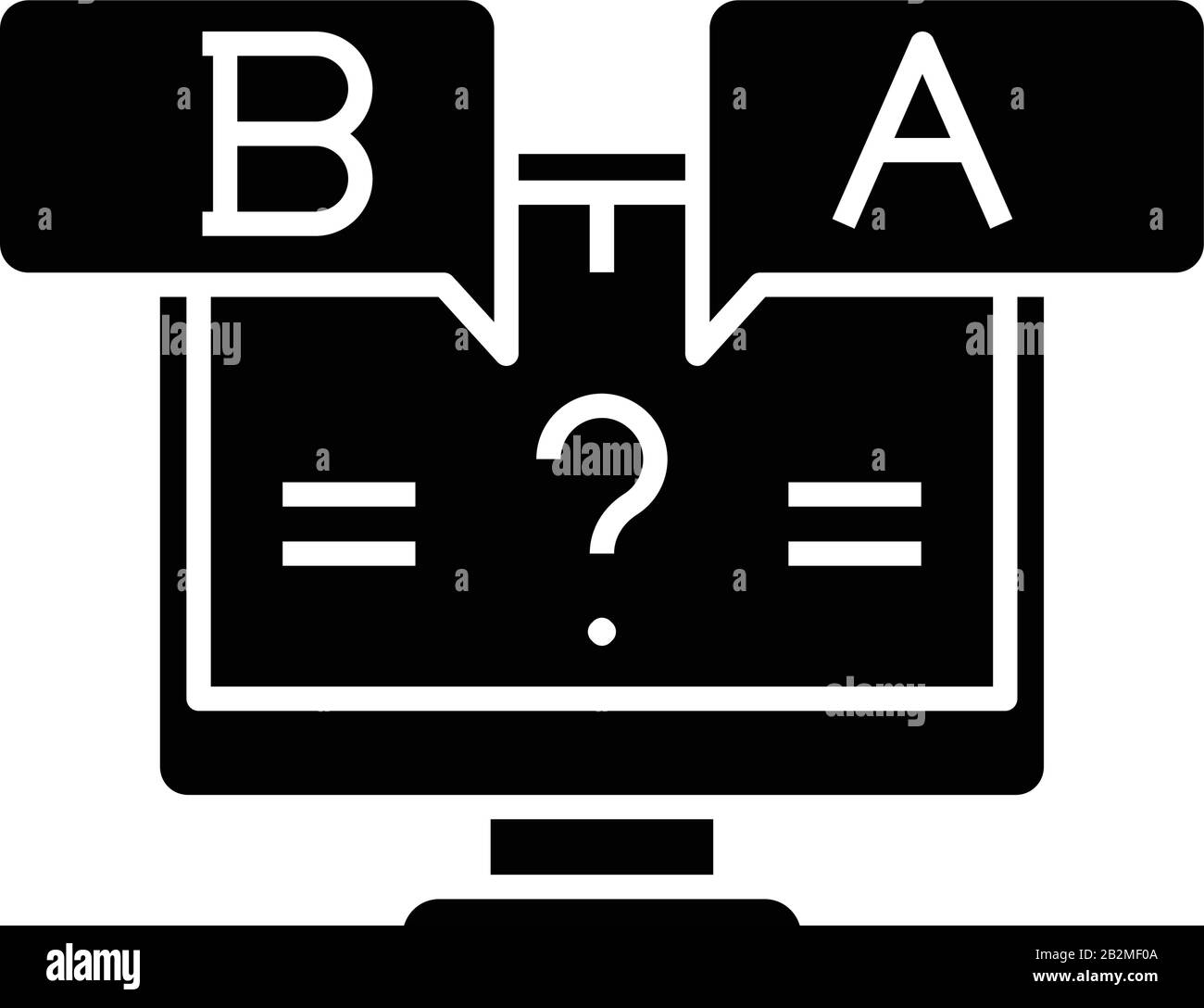 Traduzione online icona nera, illustrazione concettuale, simbolo piatto vettoriale, simbolo glifo. Illustrazione Vettoriale