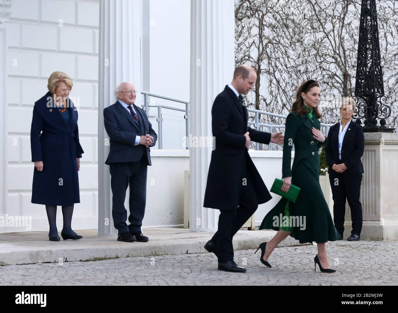 Dublino, Irlanda. 3rd Mar, 2020. Visita Reale In Irlanda. Il presidente Michael D Higgins e sua moglie Sabina con la coppia reale Principe William e Kate Middleton, mentre lasciano Aras An Uachtaráin durante la loro visita in Irlanda nella loro prima visita ufficiale allo Stato irlandese. Foto: Sam Boal/RollingNews.ie credito: RollingNews.ie/Alamy Live News Foto Stock