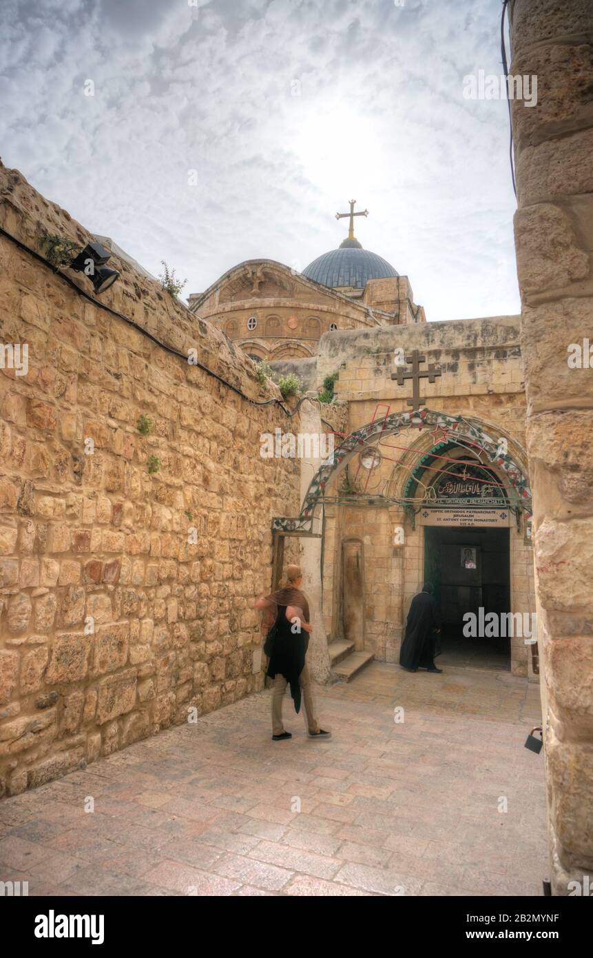 Chiesa copta nel Santo Sepolcro di gerusalemme Foto Stock