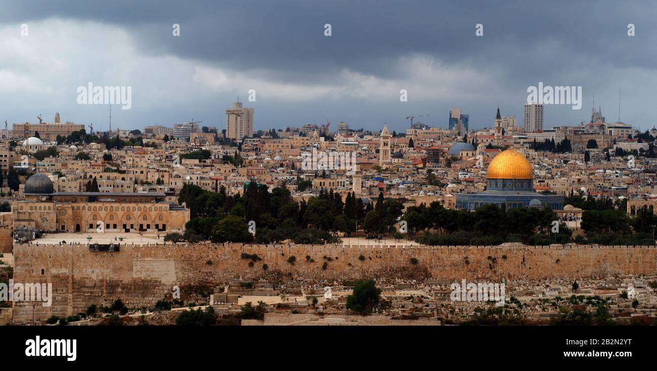 Cupola della roccia, moschea di al Aqsa, chiese in Gerusalemme, Israele, Terra Santa Foto Stock