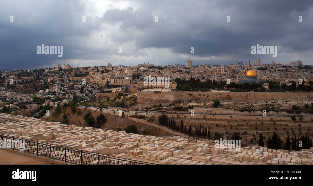 Cupola della roccia, moschea di al Aqsa, chiese in Gerusalemme, Israele, Terra Santa Foto Stock