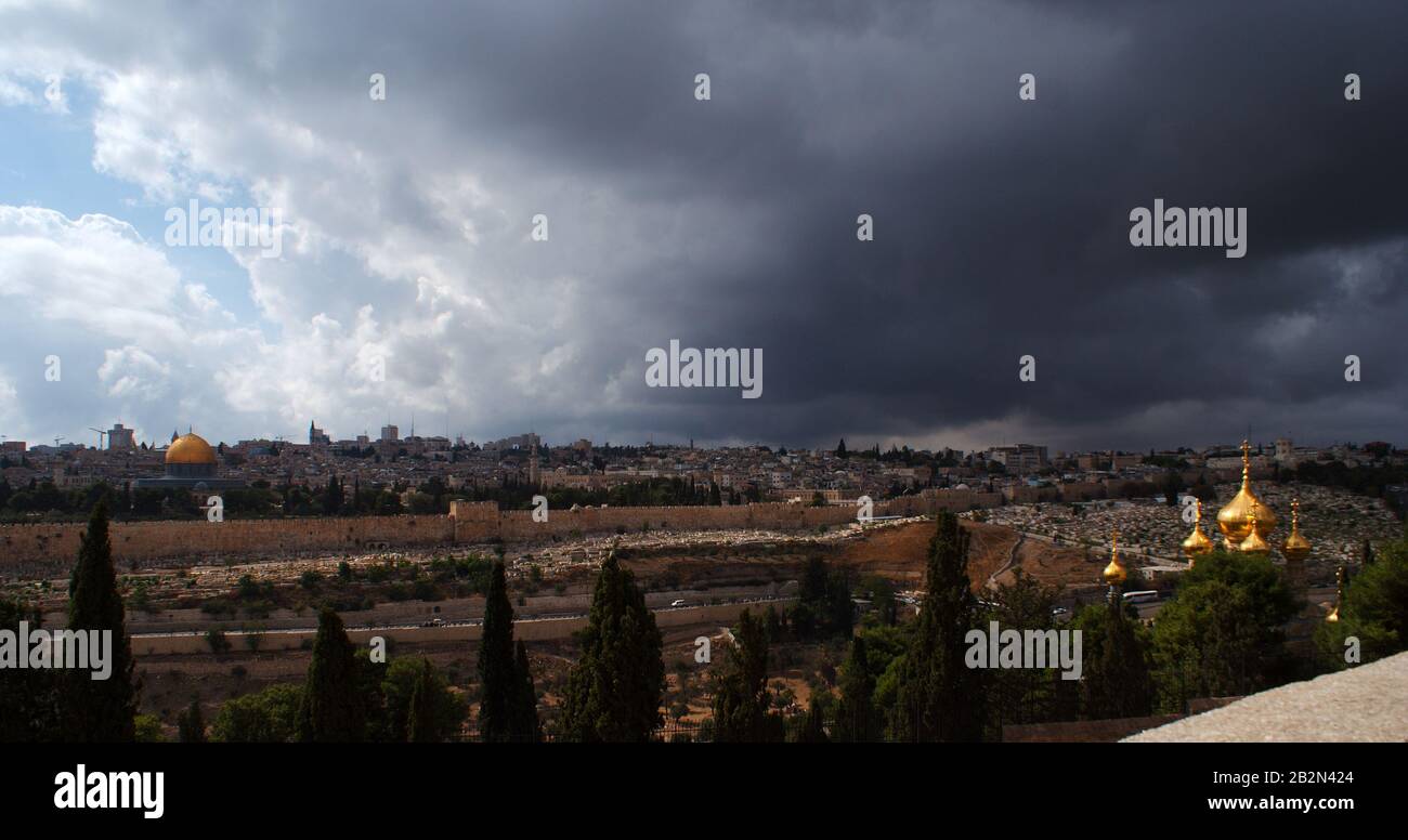 Cupola della roccia, moschea di al Aqsa, chiese in Gerusalemme, Israele, Terra Santa Foto Stock