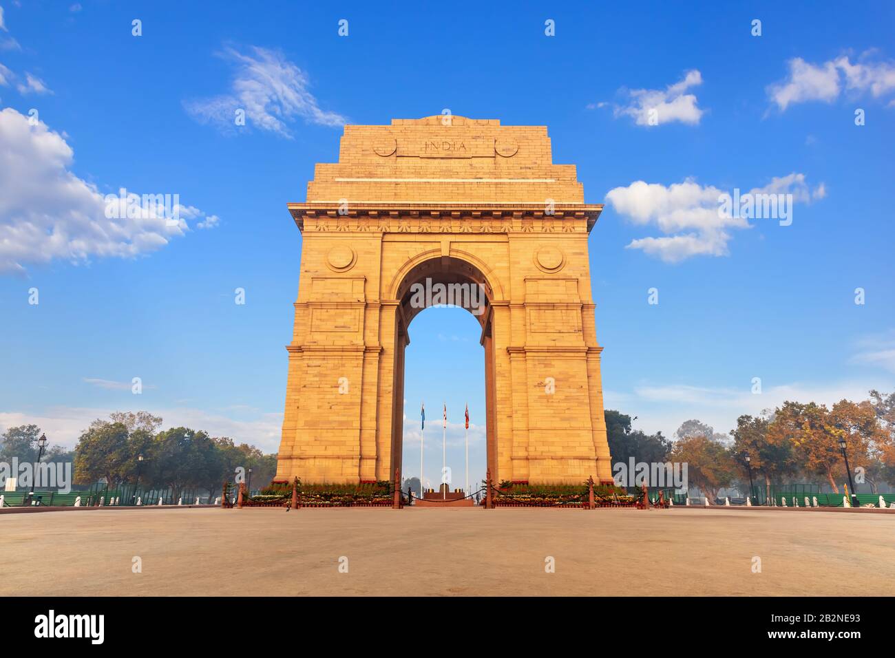 Famoso India Gate, punto di riferimento di Delhi, India Foto Stock