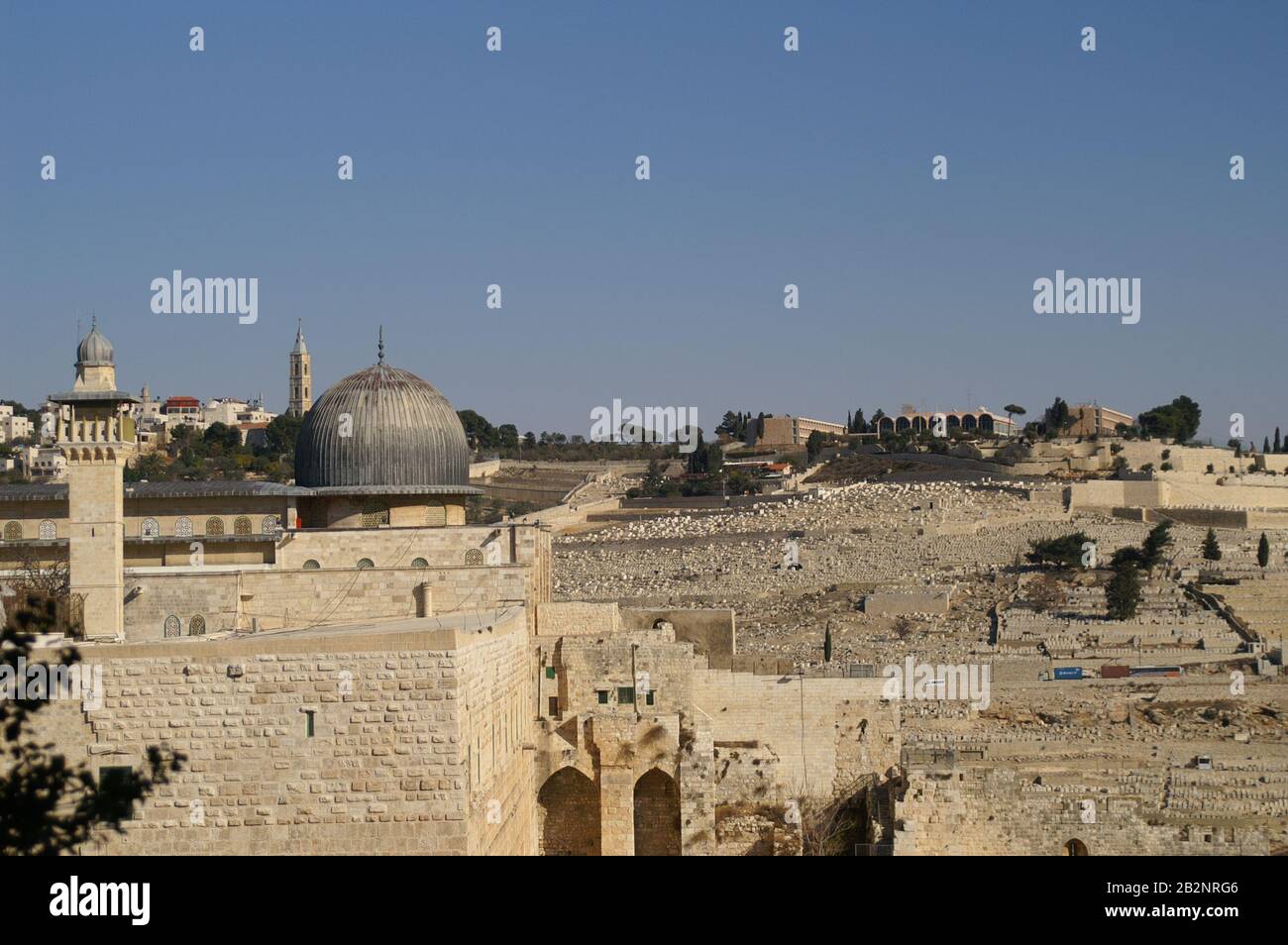 Al Aqsa moschea e minareto - islam in una terra Santa, gerusalemme vecchia città israele Foto Stock