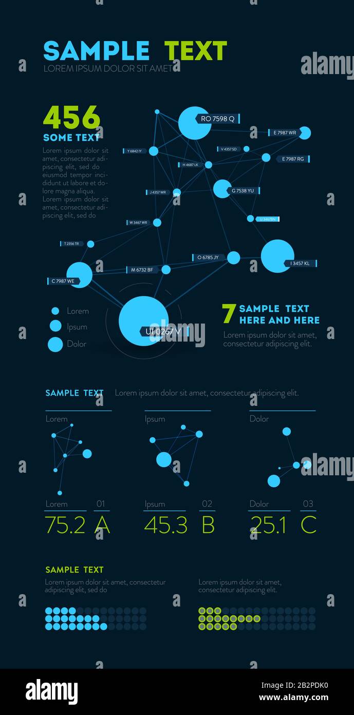 Infografica futuristica. Informazioni design estetico. Visualizzazione grafica di thread di dati complessi. Grafico dati astratti Illustrazione Vettoriale