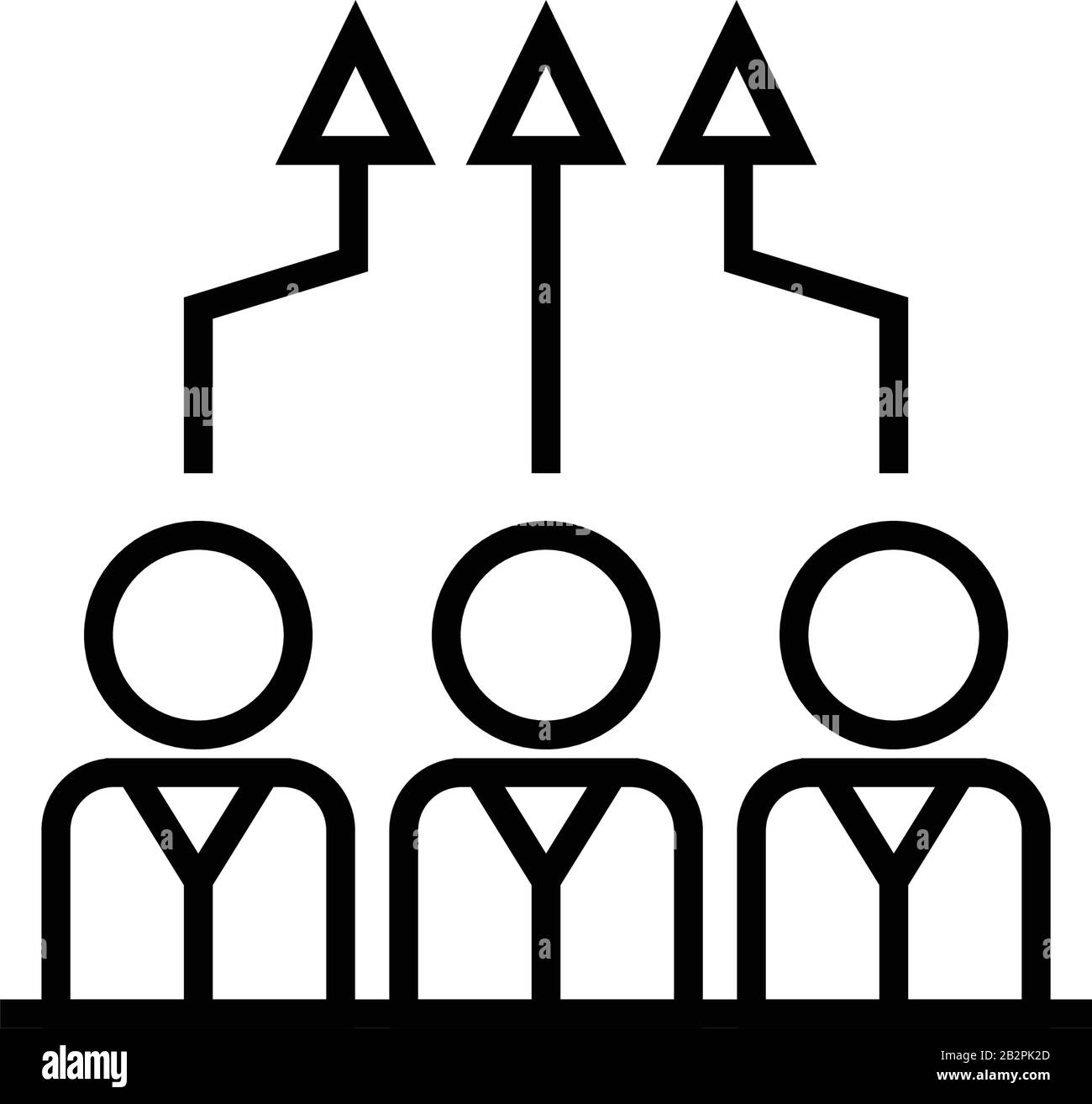 Icona della linea abilità team, simbolo concetto, illustrazione del vettore contorno, simbolo lineare. Illustrazione Vettoriale