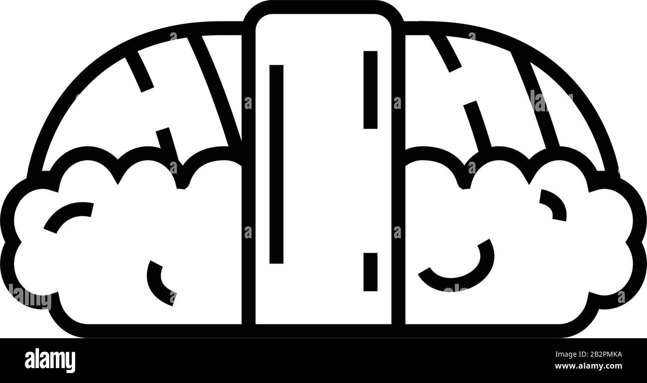 Sushi con icona della linea di pesce, concept sign, illustrazione vettoriale del contorno, simbolo lineare. Illustrazione Vettoriale