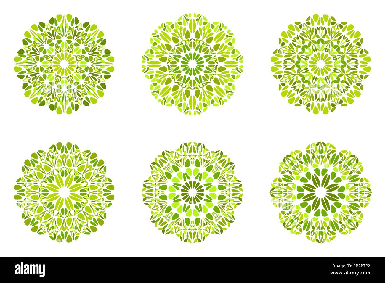 Set di simboli mandala di fiori rotondi geometrici - elementi vettoriali ornamentali abstract circolari decorati Illustrazione Vettoriale