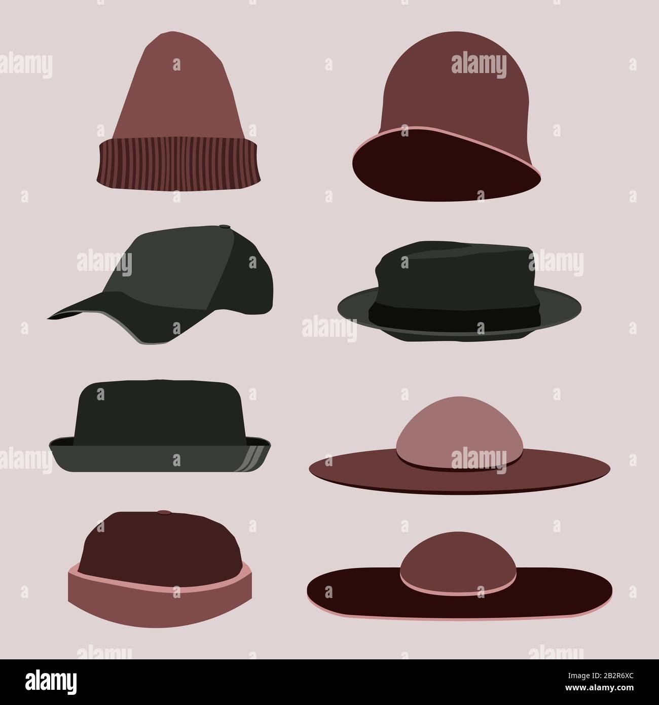 Cappello vintage in stile art deco 1920s isolato su sfondo rosa.piatto vettoriale semplice illustrazione. Retro 20s. Illustrazione Vettoriale