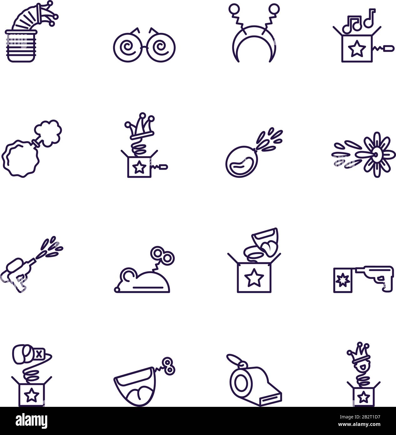 icone di giorno di jokkebox e stolti impostate su sfondo bianco, design stile linea, illustrazione vettoriale Illustrazione Vettoriale