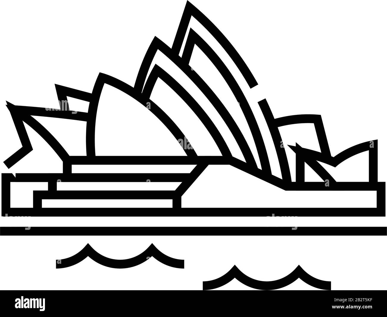 Icona della linea dell'opera di Sydney, simbolo concettuale, illustrazione vettoriale del contorno, simbolo lineare. Illustrazione Vettoriale