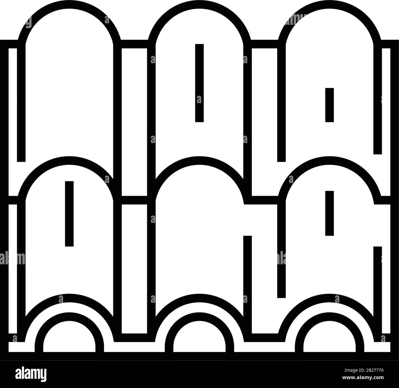 Icona della linea di affiancamento, simbolo concettuale, illustrazione del vettore di contorno, simbolo lineare. Illustrazione Vettoriale