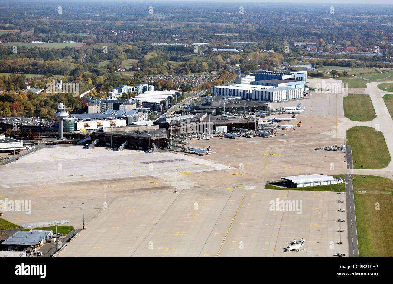 Aeroporto Di Hannover, Terminal, Terminal Buildings, Apron, Langenhagen, Bassa Sassonia, Germania Foto Stock