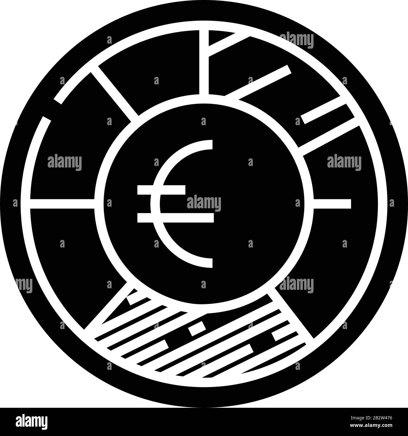 Icona nera della divisione money, illustrazione concettuale, simbolo piatto vettoriale, simbolo glifo. Illustrazione Vettoriale
