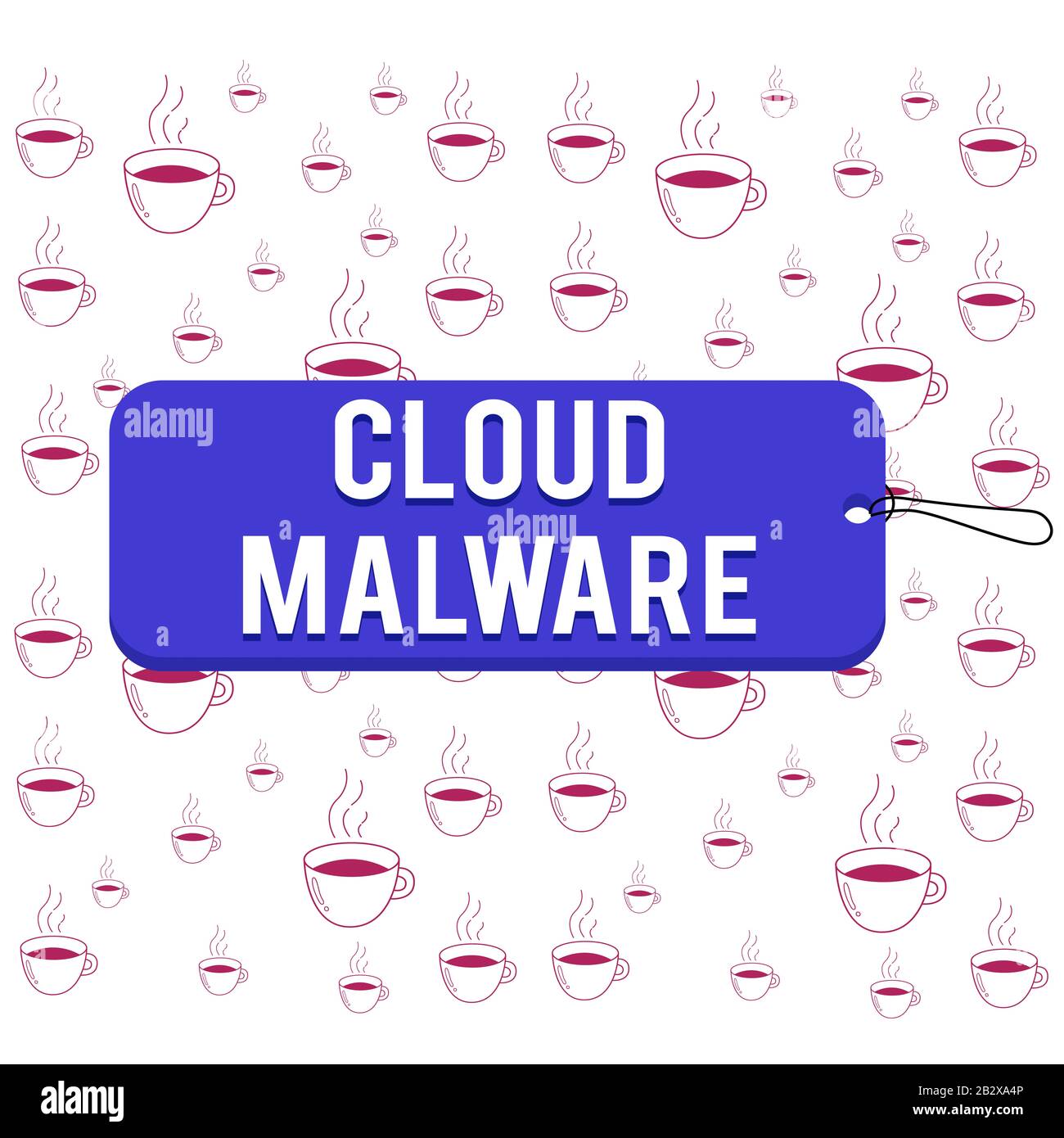 Nota di scrittura che mostra malware cloud. Concetto di business per file software dannoso o programma dannoso per un computer etichetta tag badge forma rettangolare emp Foto Stock